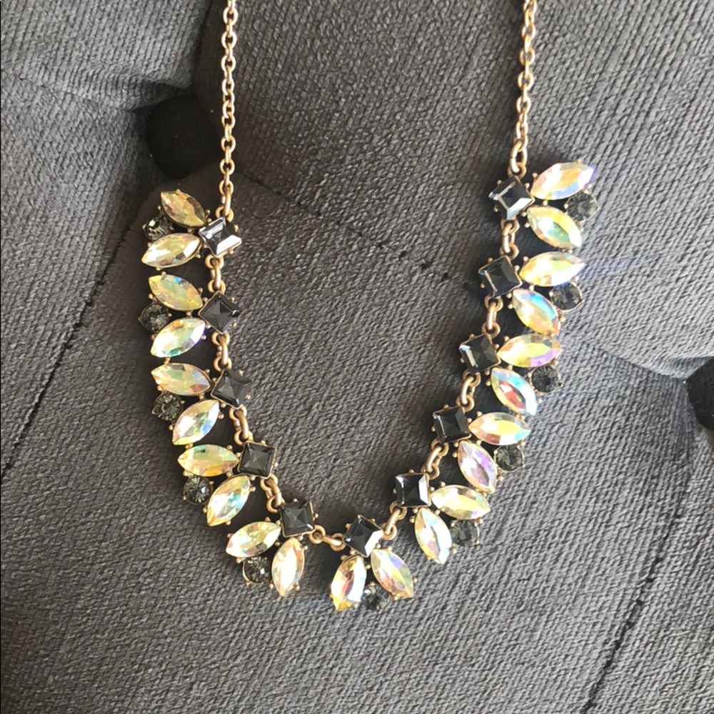 J. Crew statement necklace black and gold